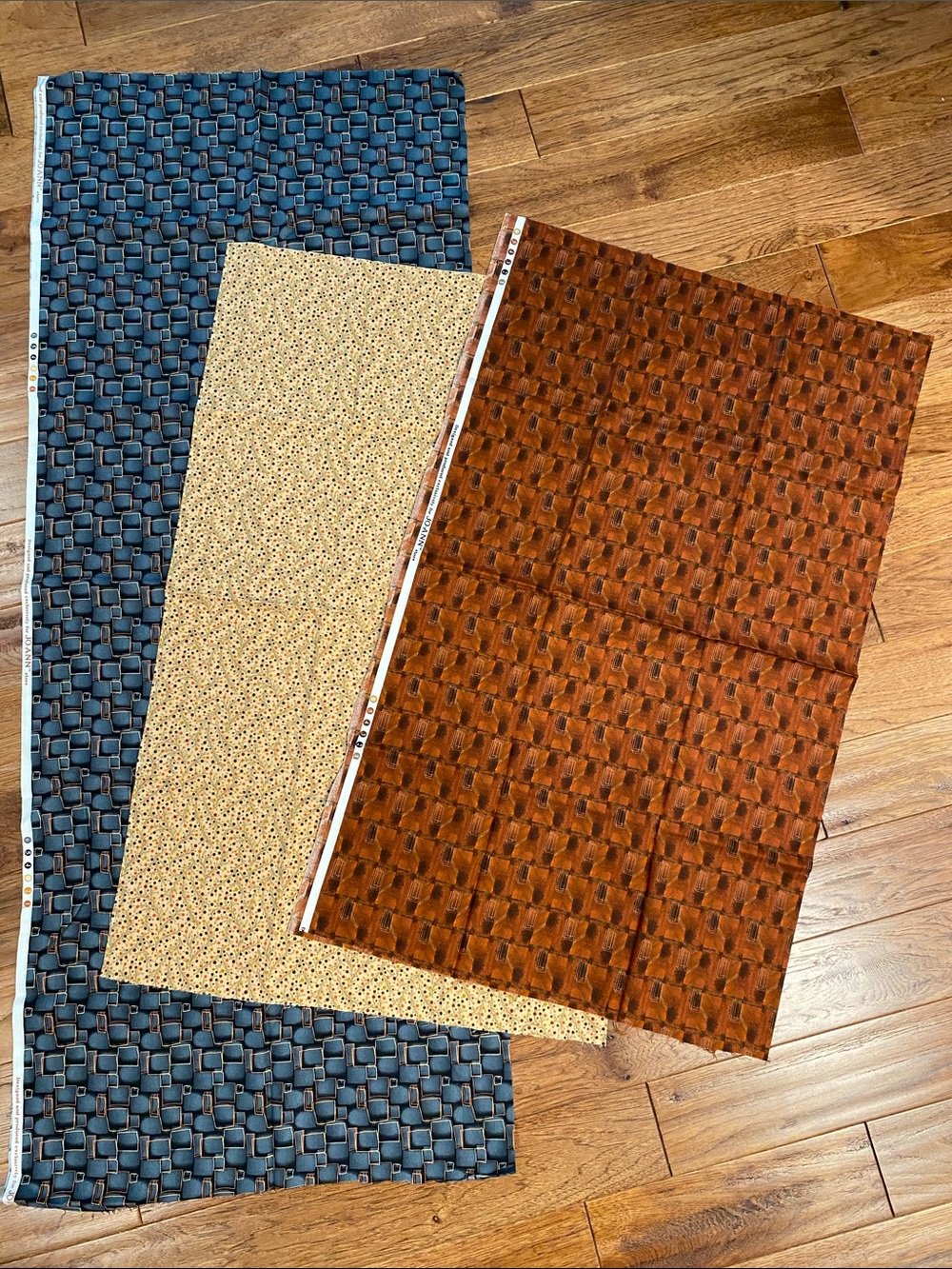 Gray, Cream and Brown cotton Fabric Bundle, 10-1/2 feet long